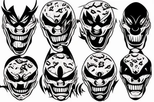 Oni screaming in pain with his mask destroyed showing his skull underneath tattoo idea