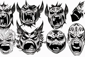 Oni screaming in pain with his mask destroyed tattoo idea