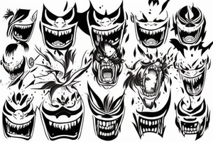 Oni screaming in pain with his mask destroyed tattoo idea