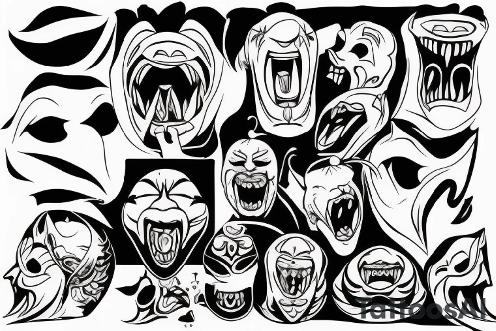 Oni screaming in pain with his mask destroyed tattoo idea