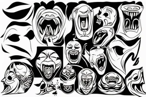 Oni screaming in pain with his mask destroyed tattoo idea