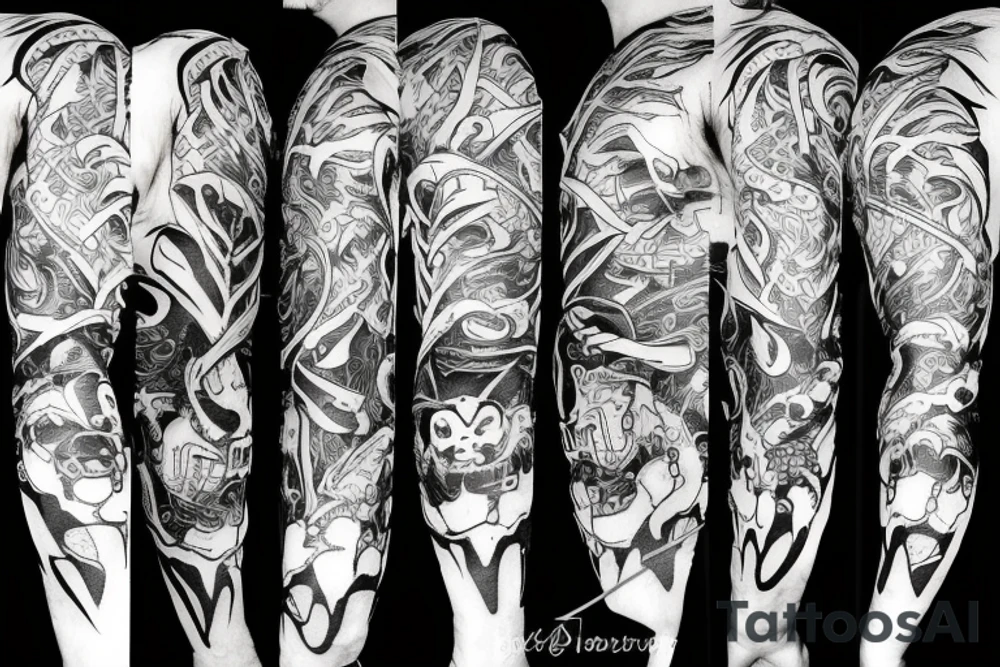 Oni screaming in pain with his mask destroyed tattoo idea