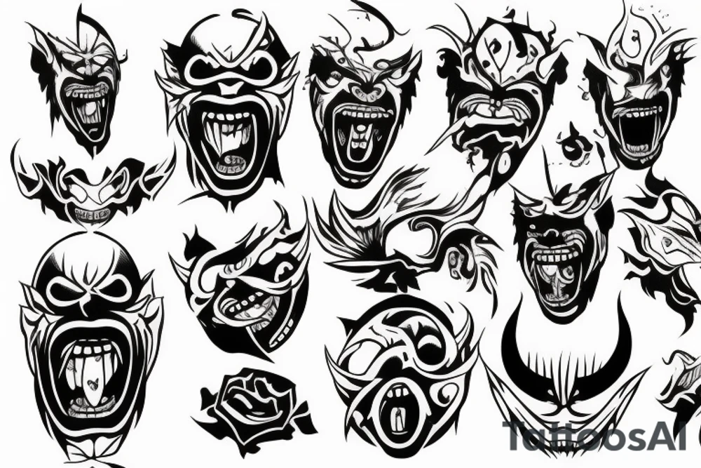 Oni screaming in pain with his mask destroyed tattoo idea