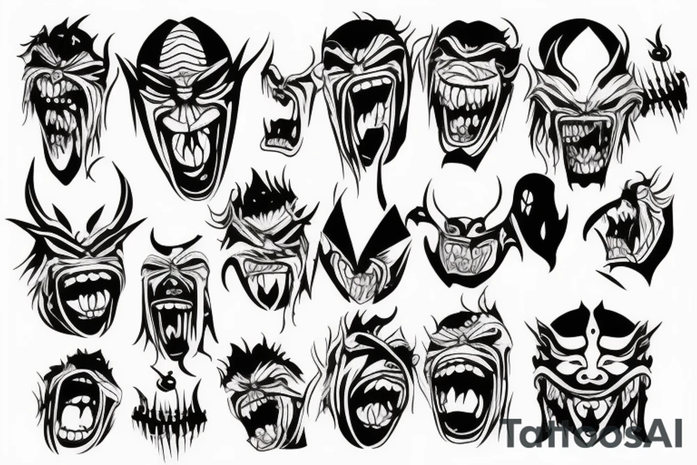 Oni screaming in pain with his mask destroyed tattoo idea Oni screaming in pain with his mask destroyed tattoo idea