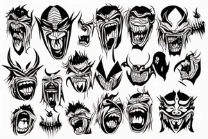 Oni screaming in pain with his mask destroyed tattoo idea