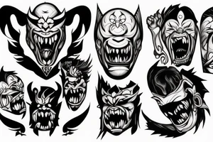 Oni screaming in pain with his mask destroyed tattoo idea