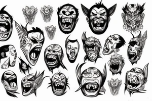 Oni screaming in pain with his mask destroyed tattoo idea