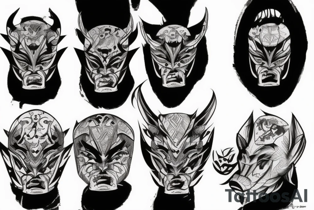 Oni with his mask distressed tattoo idea