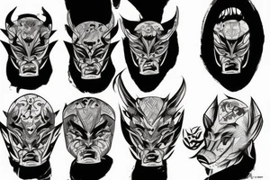 Oni with his mask distressed tattoo idea