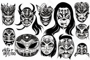 Oni with his mask distressed tattoo idea