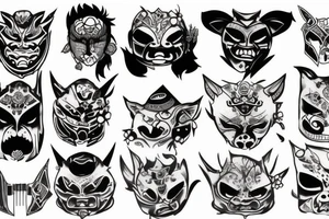 Oni with his mask distressed tattoo idea