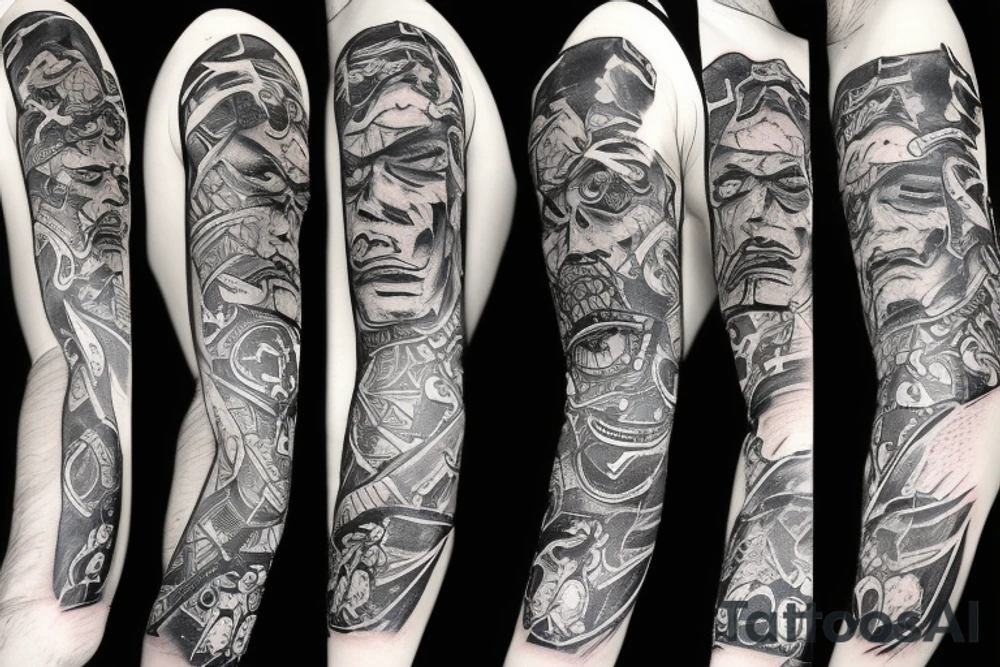 Oni with his mask distressed tattoo idea