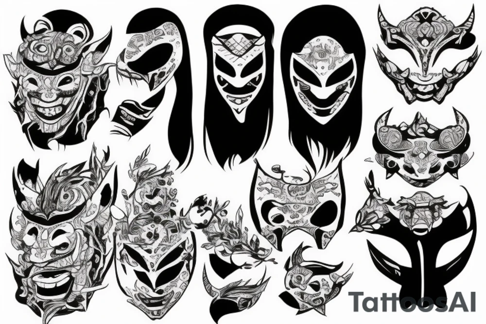 Oni with his mask distressed tattoo idea