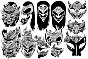 Oni with his mask distressed tattoo idea