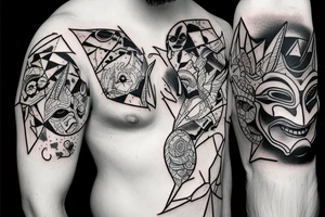 Oni with his mask distressed tattoo idea