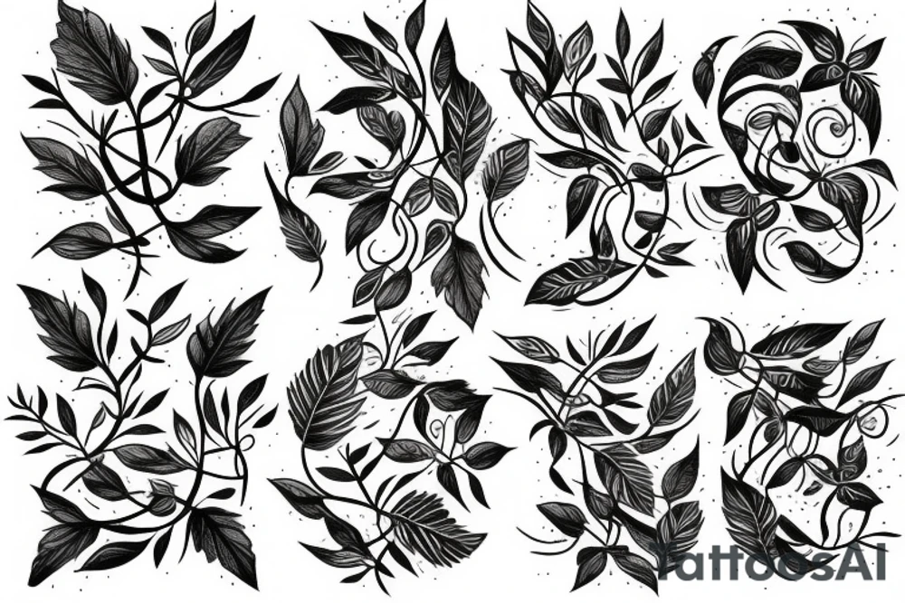 Leafy vines around wolf and extending tattoo idea