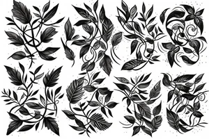 Leafy vines around wolf and extending tattoo idea