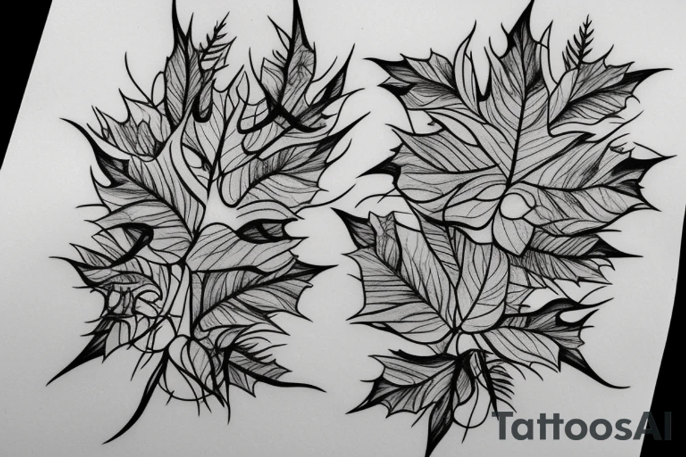 Leafy vines around wolf and extending tattoo idea