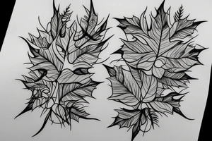 Leafy vines around wolf and extending tattoo idea
