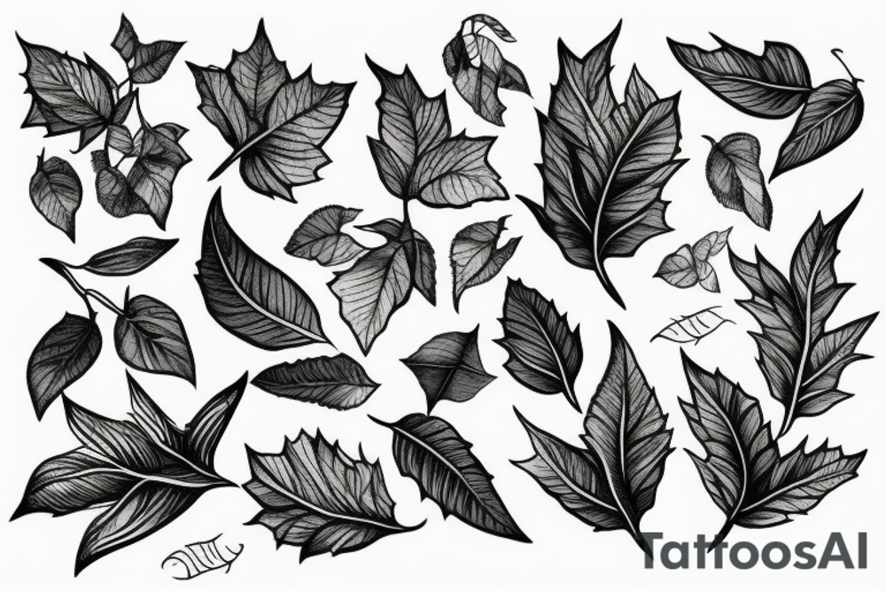 vines with leaves around wolf tattoo idea