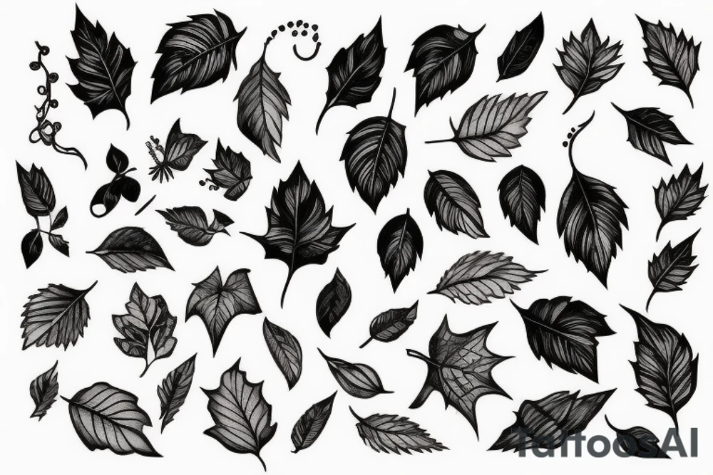 vines with leaves around wolf tattoo idea
