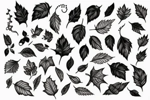 vines with leaves around wolf tattoo idea