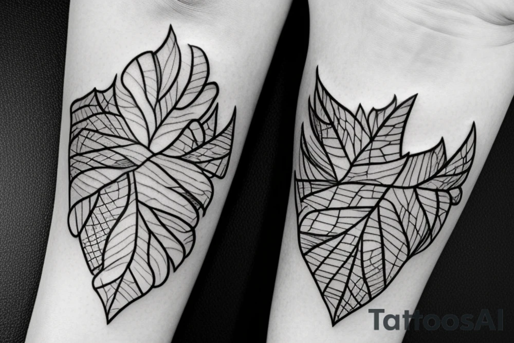 vines with leaves around wolf tattoo idea