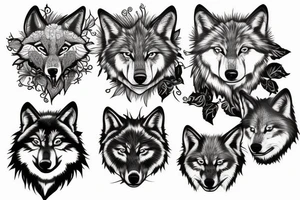 Flowery vines and wolf tattoo idea