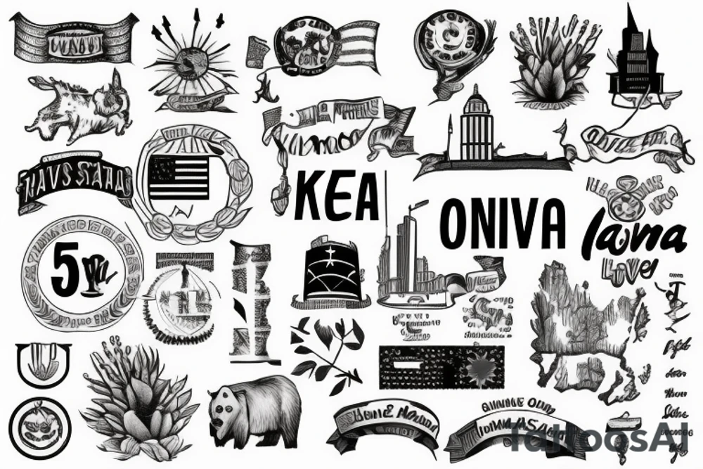 Tattoo celebrating the five states where I have lived: Oklahoma, Maine, Iowa, Mississippi, and Ohio. tattoo idea