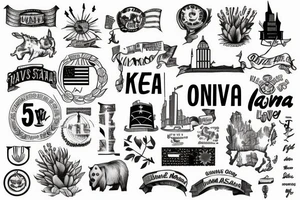 Tattoo celebrating the five states where I have lived: Oklahoma, Maine, Iowa, Mississippi, and Ohio. tattoo idea