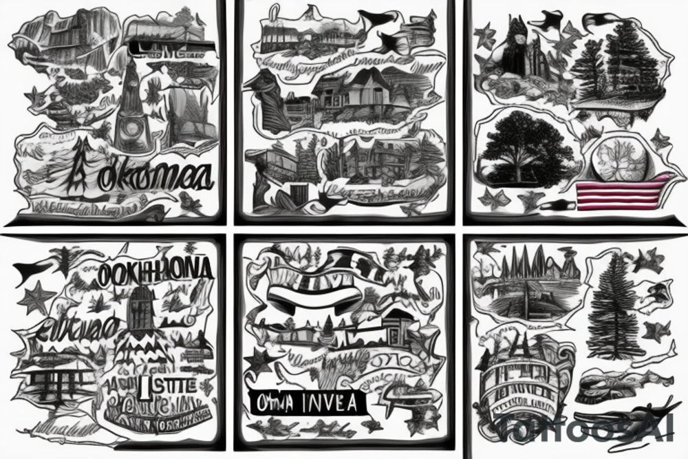 Tattoo celebrating the five states where I have lived: Oklahoma, Maine, Iowa, Mississippi, and Ohio. tattoo idea