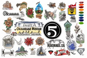 A tattoo celebrating the five states where I have lived: Oklahoma, Maine, Iowa, Mississippi, and Ohio. tattoo idea