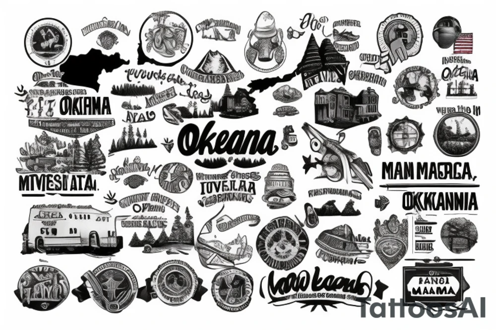 A tattoo celebrating the five states where I have lived: Oklahoma, Maine, Iowa, Mississippi, and Ohio. tattoo idea