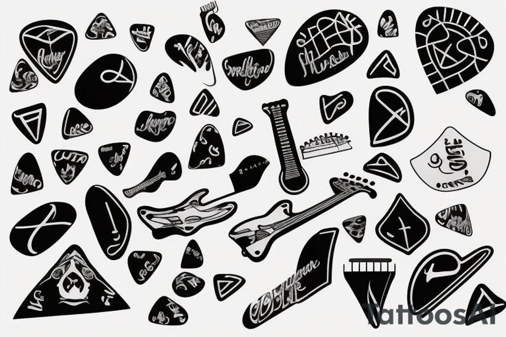 Guitar picks tattoo idea