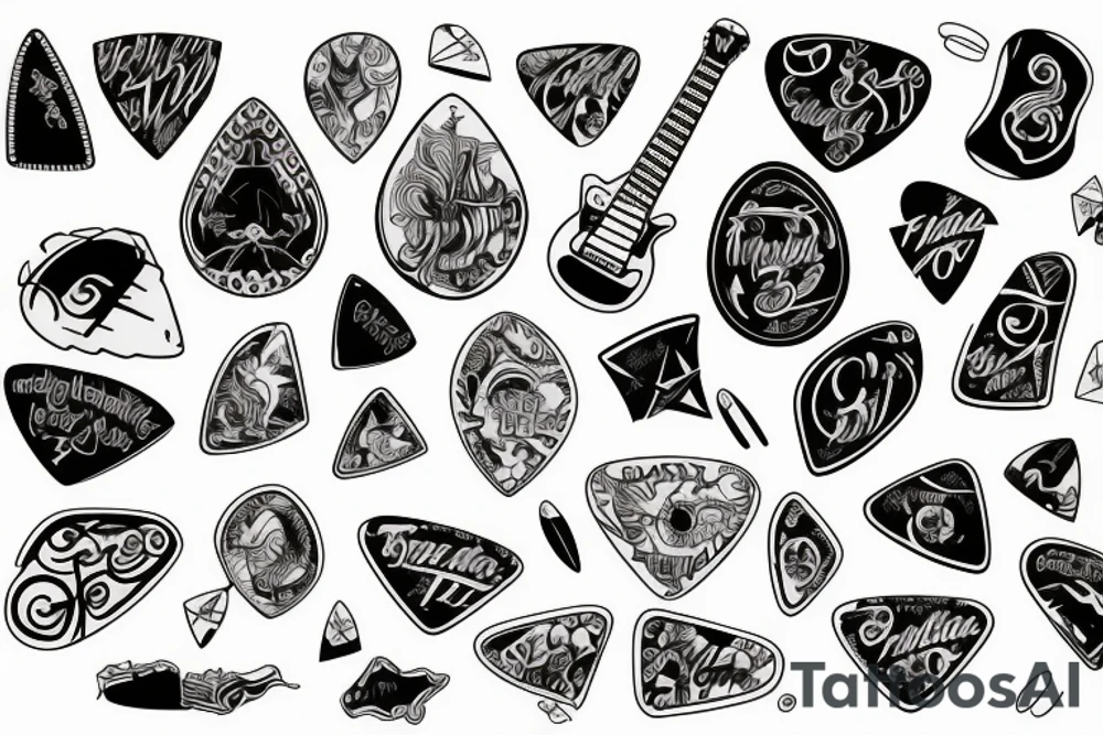 Guitar picks tattoo idea