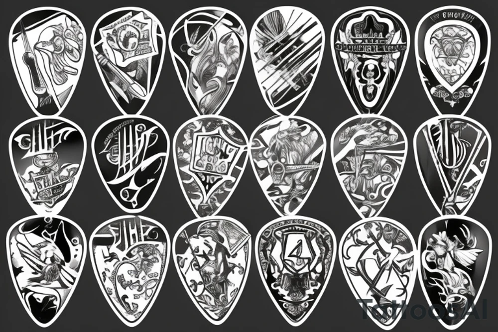 Guitar picks tattoo idea