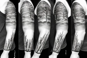 Mountain landscape sleeve tattoo idea