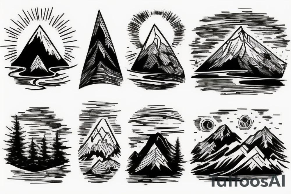 Mountain landscape sleeve tattoo idea