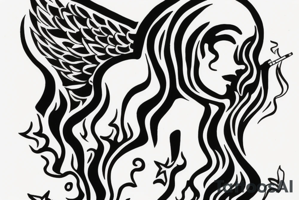 Angel smoking a cigarette tattoo idea