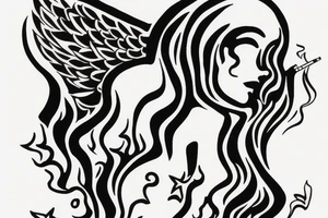 Angel smoking a cigarette tattoo idea