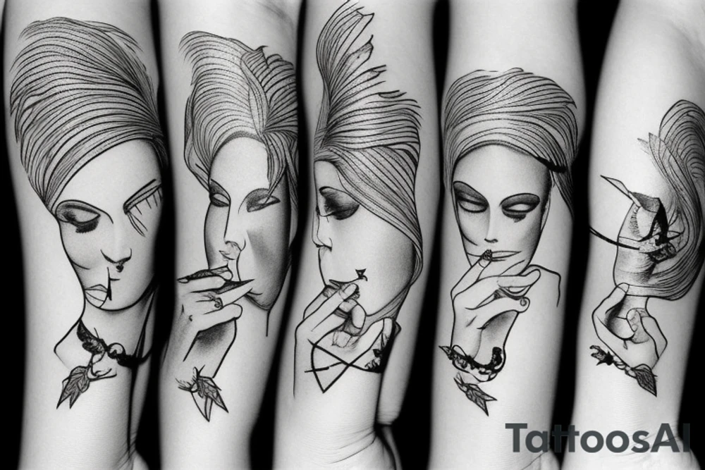 Angel smoking a cigarette tattoo idea