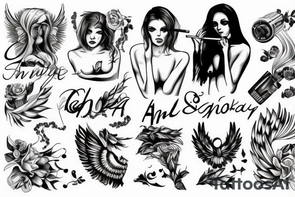 Angel smoking a cigarette tattoo idea