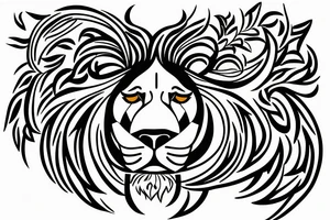 Create a minimalist single line tattoo family crest tattoo featuring a lion, olive tree, and sun to symbolize strength, unity, and vitality, blending Italian and Persian heritage. tattoo idea