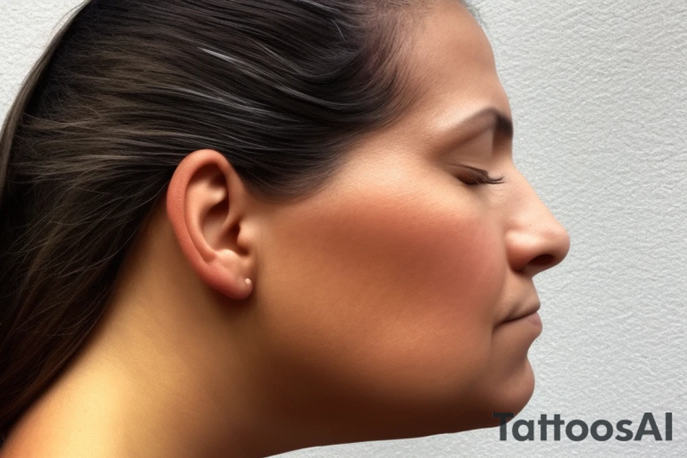 Side profile of a Native Taino woman facing the horizon with her head up and eyes closed. The Puerto Rican sun “sol” in the sky. tattoo idea