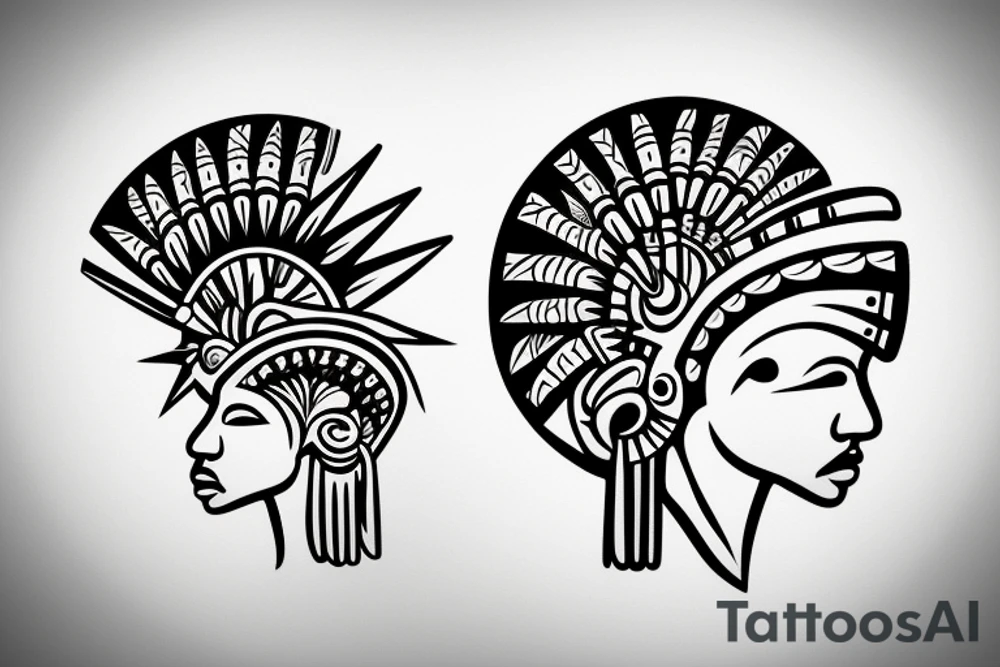 Side profile of a Native Taino woman facing the horizon with her head up and eyes closed. The Puerto Rican sun “sol” in the sky. tattoo idea