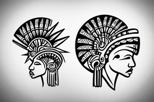 Side profile of a Native Taino woman facing the horizon with her head up and eyes closed. The Puerto Rican sun “sol” in the sky. tattoo idea