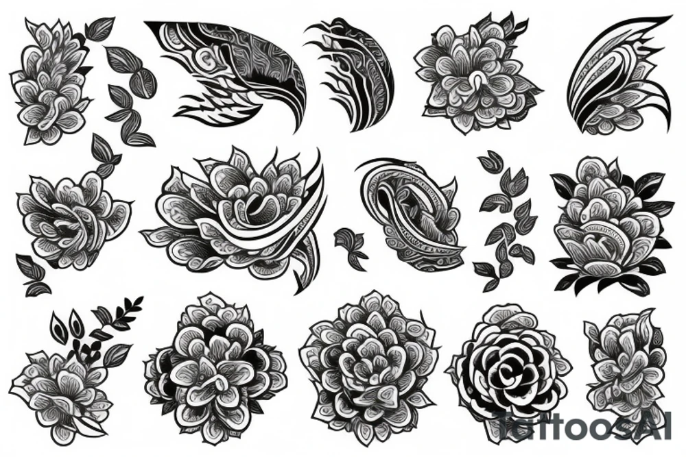 Fine line flower Asian style tattoo idea
