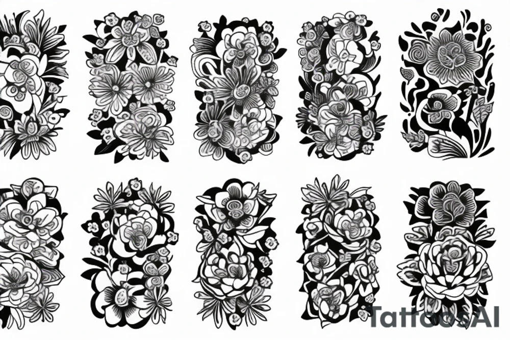 Fine line flower Asian style tattoo idea