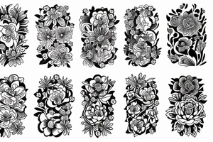 Fine line flower Asian style tattoo idea