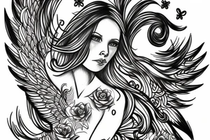 Angel fineline tattoo tattoo idea